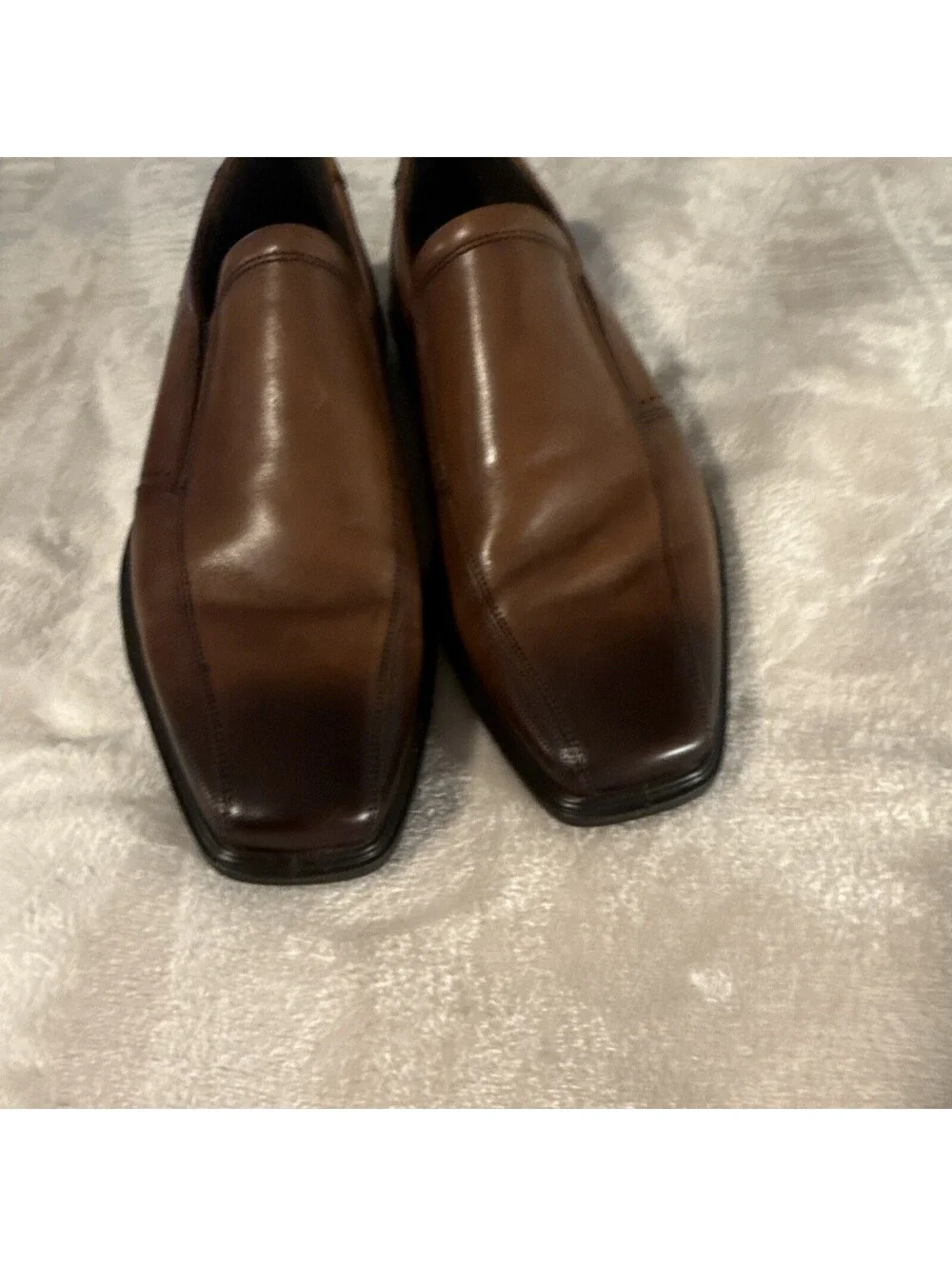Ecco Men's Minneapolis Bike Toe Slip On Loafers Amber Brown Dress Shoes Size 9